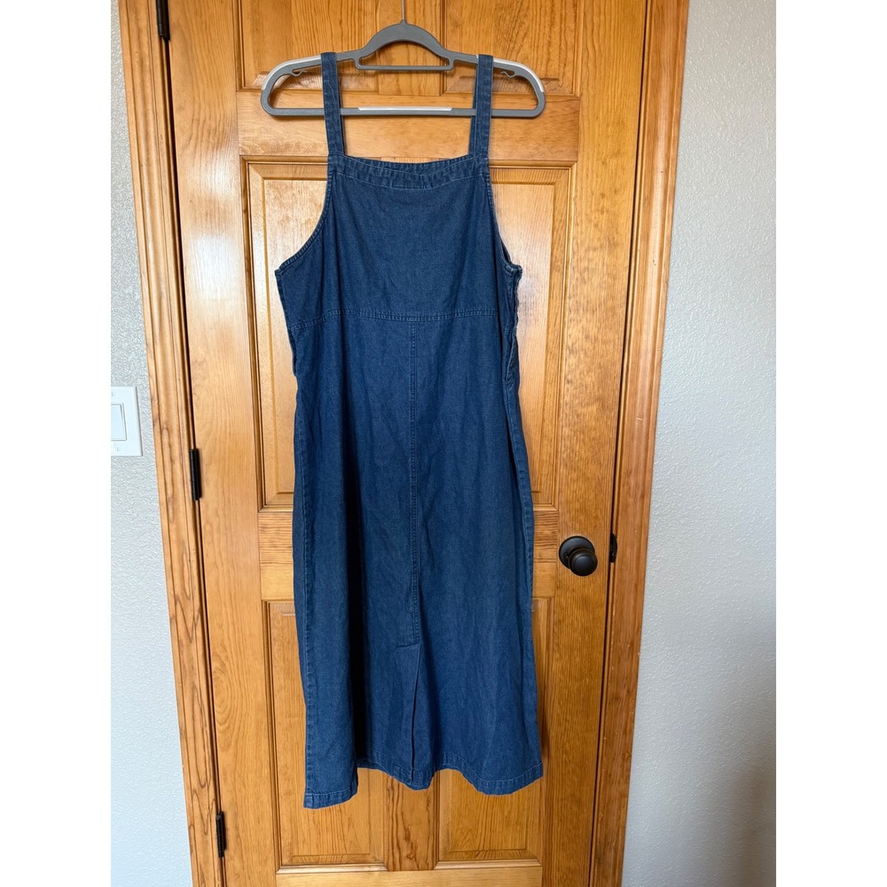 Westbound Petites Denim Snowman Jumper Dress Blue Cotton Embroidered PL Vintage - Picture 5 of 7